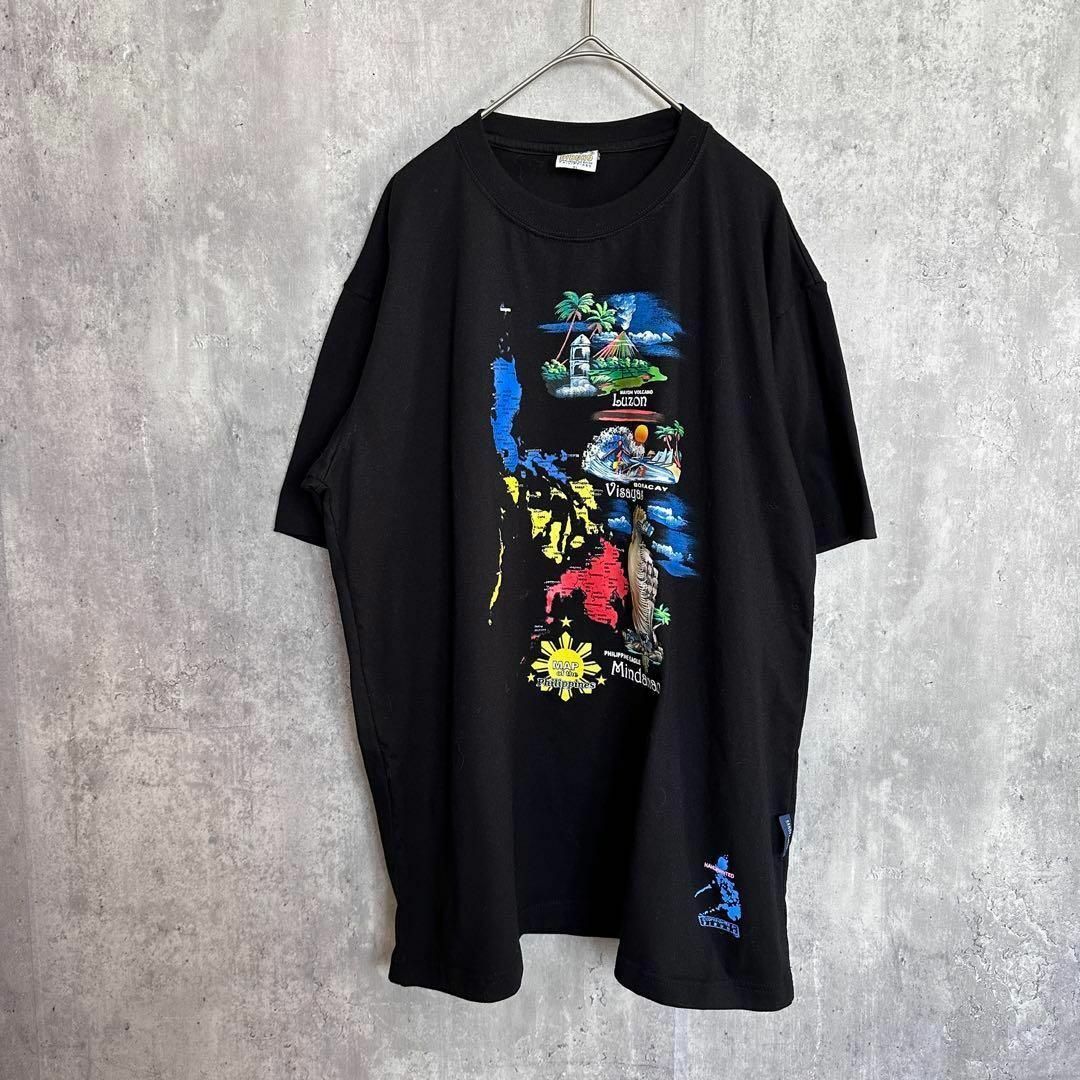 VINTAGE(ヴィンテージ)のUSA HANDPAINTEDTシャツ半袖メンズ古着XLアメリカブラック黒 メンズのトップス(Tシャツ/カットソー(半袖/袖なし))の商品写真