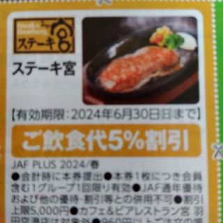 ステーキ宮ご飲食代5%割引(レストラン/食事券)