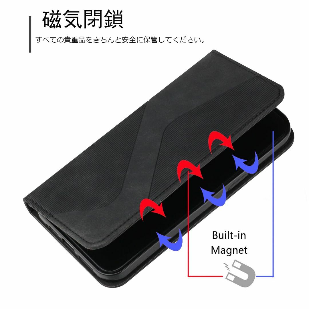 【色:ブラック_サイズ:AQUOS R7】AQUOS Sense6 ケース 手帳 スマホ/家電/カメラのスマホアクセサリー(その他)の商品写真