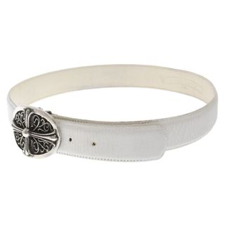 Chrome Hearts - CHROME HEARTS クロムハーツ OVAL CROSS STRAP1.5/1.5クラシックオーバルクロスバックル レザーベルト ホワイト/シルバー 32inch