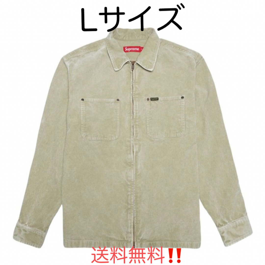 Supreme(シュプリーム)のシュプリーム ウォッシュド コーデュロイ ジップ アップ シャツ  タン L メンズのトップス(シャツ)の商品写真