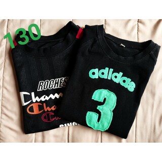 adidas - adidasロゴTシャツ＆チャンピオン スポーツTシャツ 黒 130