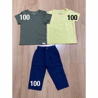 ムジルシリョウヒン(MUJI (無印良品))のキッズ　半袖Tシャツ&七分丈パンツ　3点 まとめ売り　100サイズ(Tシャツ/カットソー)