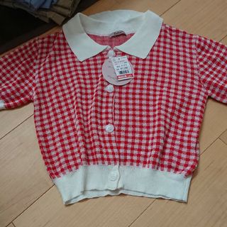 【新品】ギンガムチェック  ポロシャツ 赤 140cm(その他)