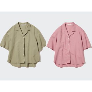 ユニクロ(UNIQLO)の【2枚セット】UNIQLO  リネンブレンドオープンカラーシャツ(シャツ/ブラウス(半袖/袖なし))