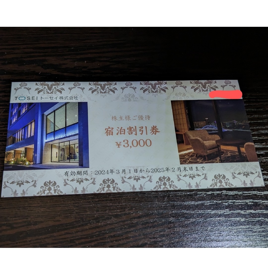トーセイ ホテル 宿泊割引券 3000円分(¥3000券 1枚) TOSEI チケットの優待券/割引券(宿泊券)の商品写真