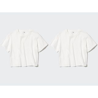 ユニクロ(UNIQLO)の【2枚セット】ユニクロ　スラブジャージークロップド　Tシャツ(Tシャツ(半袖/袖なし))