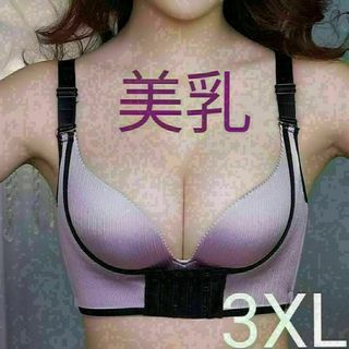 z補正 ブラジャー 3XL パープル 育乳 美乳 ナイトブラ アップ 盛りブラ(その他)