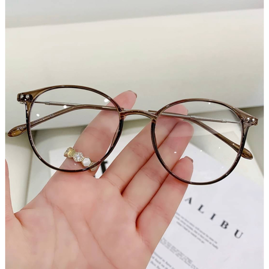 老眼鏡 大きめフレーム シニアグラス ブルーライトカット かわいい ブラウン レディースのファッション小物(サングラス/メガネ)の商品写真