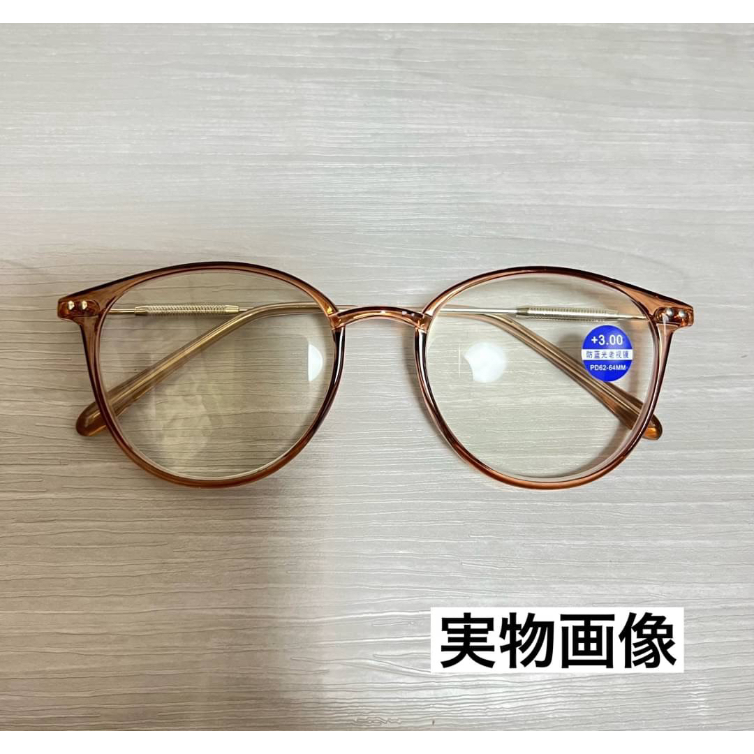 老眼鏡 大きめフレーム シニアグラス ブルーライトカット かわいい ブラウン レディースのファッション小物(サングラス/メガネ)の商品写真