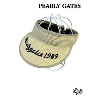 パーリーゲイツ(PEARLY GATES)の試着のみ美品！PG パーリーゲイツ　サンバイザー　ラフィア　後ろリボン　帽子(その他)