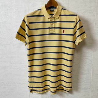 ポロラルフローレン(POLO RALPH LAUREN)のビンテージ　ラルフローレン　からし色ボーダー　サイズＭポロシャツ　円図　古着(ポロシャツ)