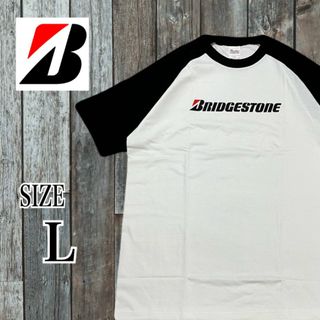 Printstar - ブリヂストン 半袖Tシャツ プリント ロゴ ビッグシルエット Lサイズ 白黒切替