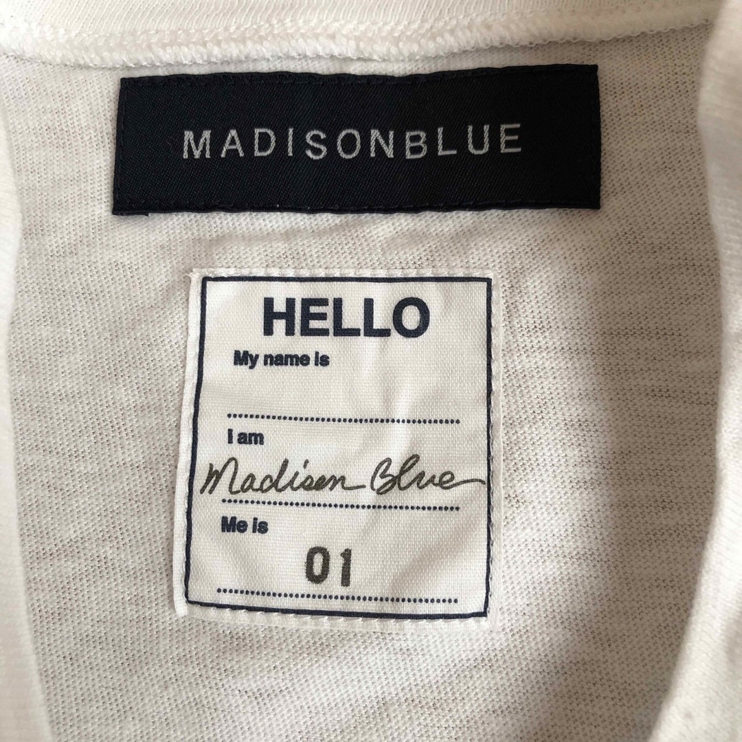 MADISONBLUE(マディソンブルー)の美品/マディソンブルー/ハロー/t/クルーネック/シャツ/ホワイト01 レディースのトップス(Tシャツ(半袖/袖なし))の商品写真