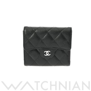 シャネル(CHANEL)の中古 シャネル CHANEL AP0231 ランダム品番 レディース 三つ折り財布 ブラック /シルバー金具 グレインドカーフスキン(財布)