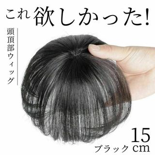 ウィッグ 頭頂部 ブラック 黒 薄毛 ヘアピース ハゲ隠し P9-a(ショートストレート)