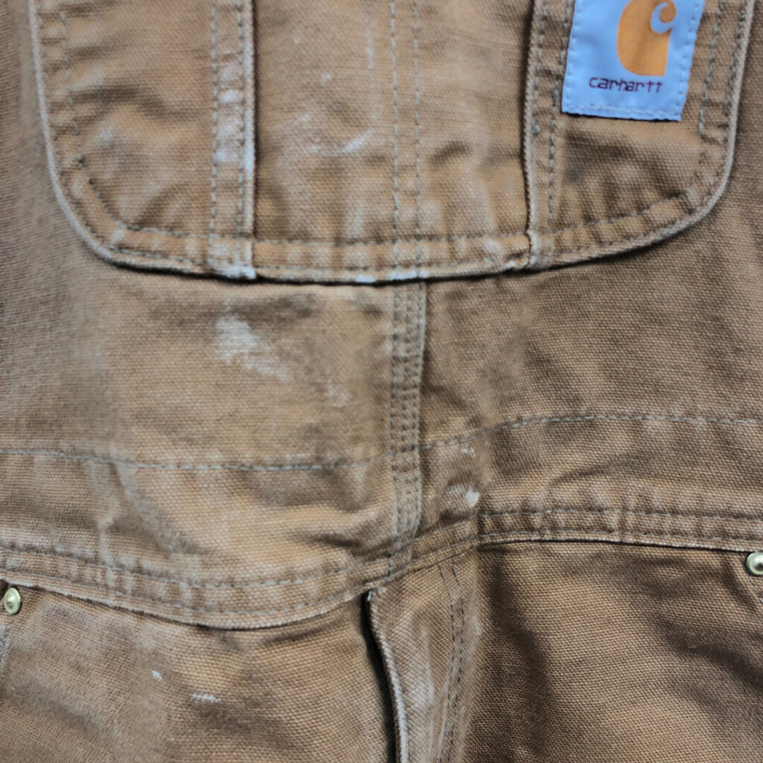 carhartt(カーハート)のCarhartt カーハート ダブルニー ビブオーバーオール ワーク ダック地 ライトブラウン (メンズ W32 L32) 中古 古着 Q4073 メンズのパンツ(サロペット/オーバーオール)の商品写真