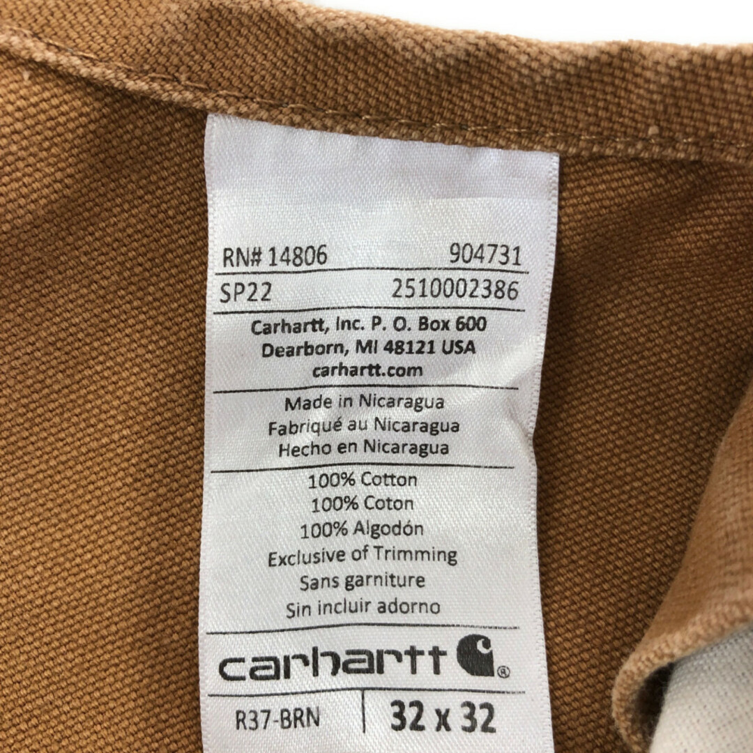 carhartt(カーハート)のCarhartt カーハート ダブルニー ビブオーバーオール ワーク ダック地 ライトブラウン (メンズ W32 L32) 中古 古着 Q4073 メンズのパンツ(サロペット/オーバーオール)の商品写真