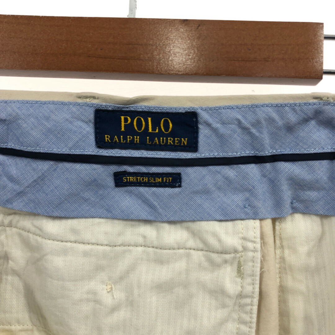 POLO RALPH LAUREN(ポロラルフローレン)のPolo by Ralph Lauren ポロ ラルフローレン スリムフィット チノパンツ アイボリー (メンズ W30 L30) 中古 古着 Q4076 メンズのパンツ(その他)の商品写真