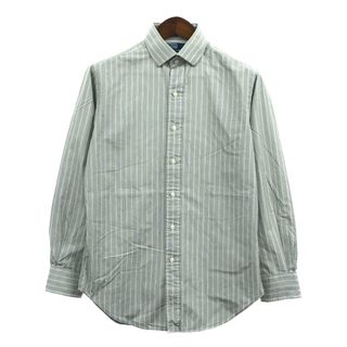 ポロラルフローレン(POLO RALPH LAUREN)の90年代 Polo by Ralph Lauren ポロ ラルフローレン REGENT 長袖シャツ ストライプ ライトグリーン (メンズ 15) 中古 古着 Q4116(シャツ)