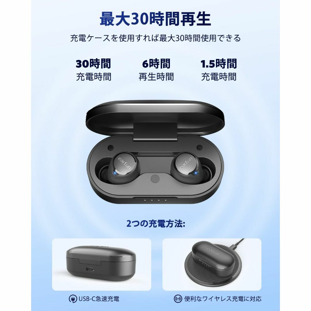 EarFun Free 1Sワイヤレスイヤホン【2023年版】Hi-Fi 30時 スマホ/家電/カメラのオーディオ機器(ヘッドフォン/イヤフォン)の商品写真