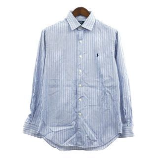 ポロラルフローレン(POLO RALPH LAUREN)のPolo by Ralph Lauren ポロ ラルフローレン ボタンダウン 長袖シャツ ワンポイントロゴ ストライプ ブルー (メンズ M) 中古 古着 Q4132(シャツ)