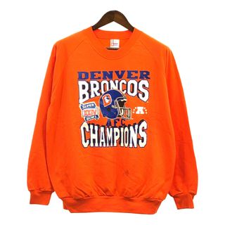 90年代 USA製 GARAN NFL デンバー・ブロンコス スウェット プロチーム アメフト オレンジ (メンズ XL) 中古 古着 Q4133(スウェット)