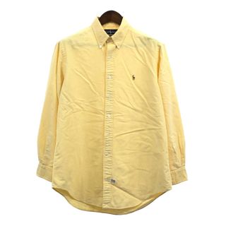 90年代 RALPH LAUREN ラルフローレン ボタンダウン 長袖シャツ アメカジ イエロー (メンズ 16.5) 中古 古着 Q4114(シャツ)