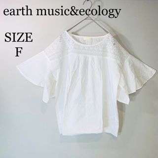 アースミュージックアンドエコロジー(earth music & ecology)のearth music&ecology ブラウス　レース　綿100% 白系　F(シャツ/ブラウス(長袖/七分))