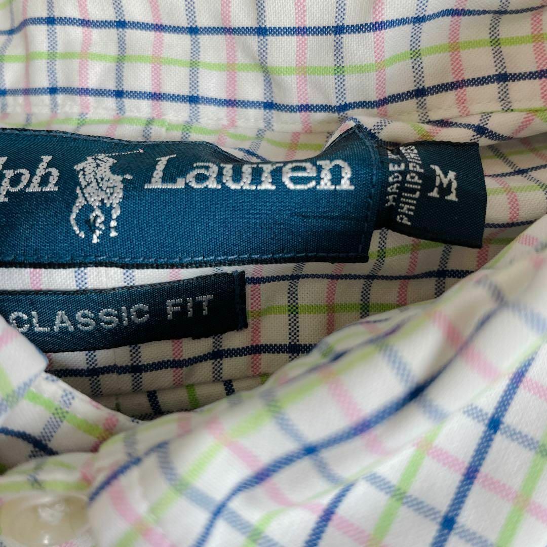 POLO RALPH LAUREN(ポロラルフローレン)のラルフローレン　マルチカラーチェック　ＢＤ半袖シャツ　サイズＭ　メンズ　古着 メンズのトップス(シャツ)の商品写真