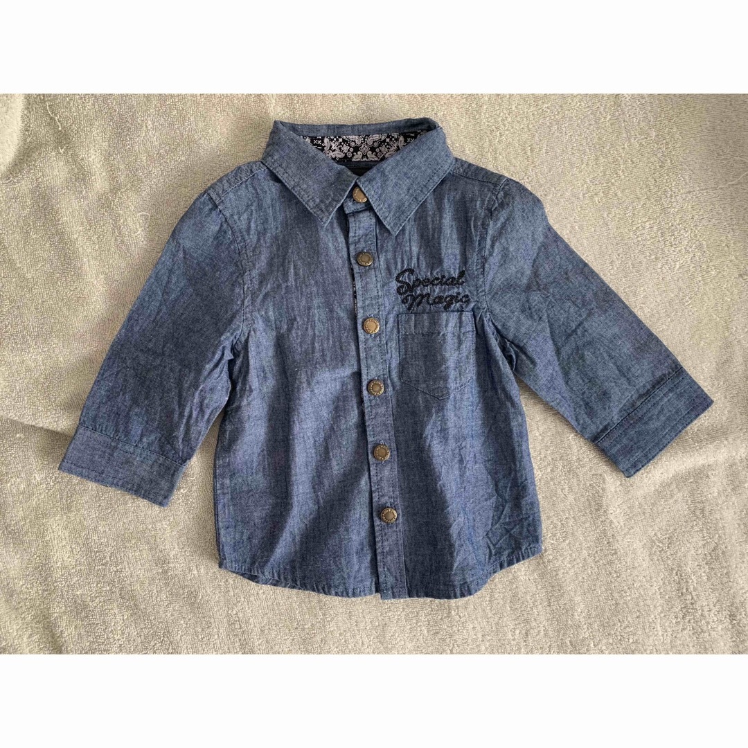 長袖シャツ デニムシャツ　 キッズ/ベビー/マタニティのベビー服(~85cm)(シャツ/カットソー)の商品写真