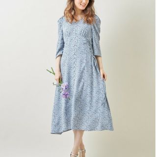 トッコクローゼット(TOCCO closet)のトッコクローゼット　パール釦サイドレースアップデザインフラワープリントワンピース(ロングワンピース/マキシワンピース)