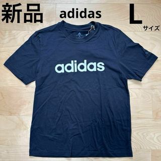 アディダス(adidas)の新品　adidas メンズ　ロゴ半袖Tシャツ　クルーネック　黒　Lサイズ(Tシャツ/カットソー(半袖/袖なし))