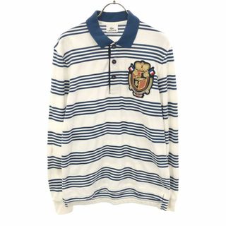 ラコステ(LACOSTE)のラコステ ボーダー 長袖 ポロシャツ S ホワイト×ブルー LACOSTE メンズ 古着 【240423】(ポロシャツ)