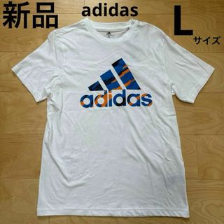 アディダス(adidas)の新品　adidas メンズ　ロゴ半袖Tシャツ　クルーネック　ホワイト　Lサイズ(Tシャツ/カットソー(半袖/袖なし))