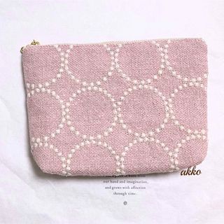 ミナペルホネン  タンバリン　pink ピンク　ハンドメイド　マチ付き　ポーチ