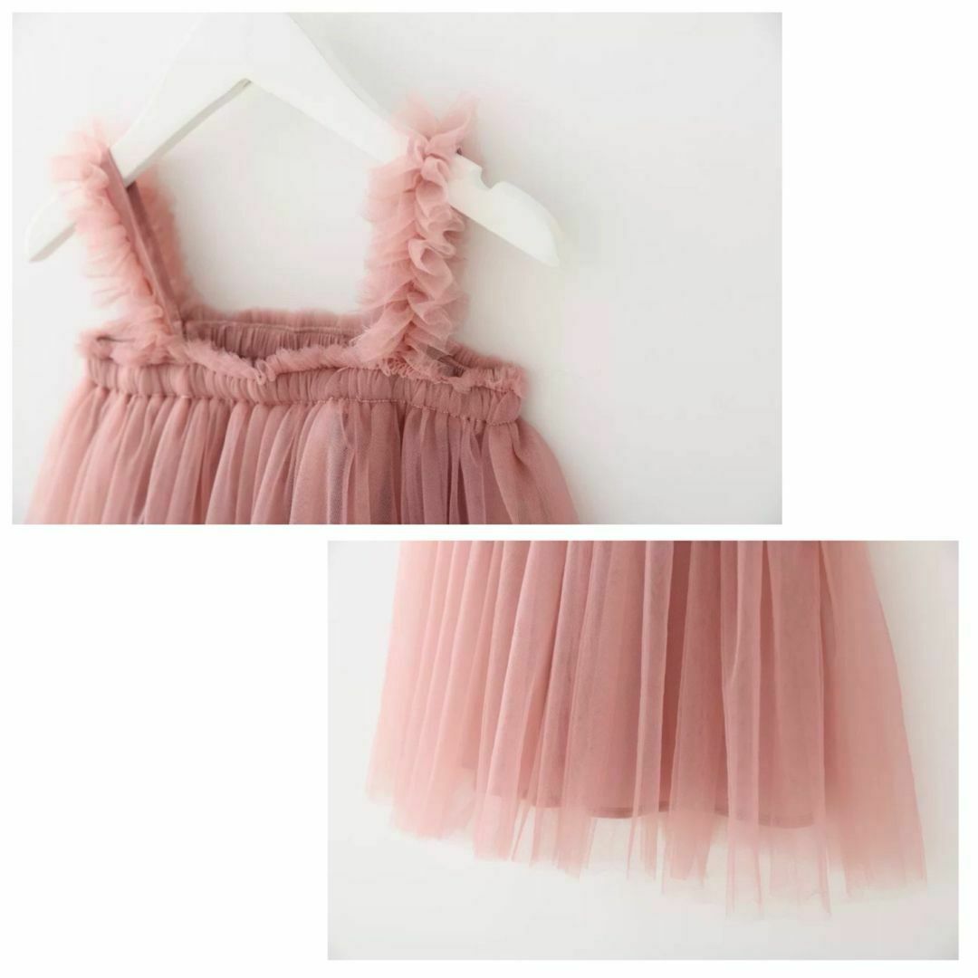 80 ワンピース　ベビードレス　ヘアバンド　セット　チュール　ピンク キッズ/ベビー/マタニティのベビー服(~85cm)(ワンピース)の商品写真