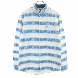 トミージーンズ(TOMMY JEANS)のトミージーンズ ボーダー柄 長袖 シャツ S ホワイト TOMMY JEANS メンズ 古着 【240423】(シャツ)