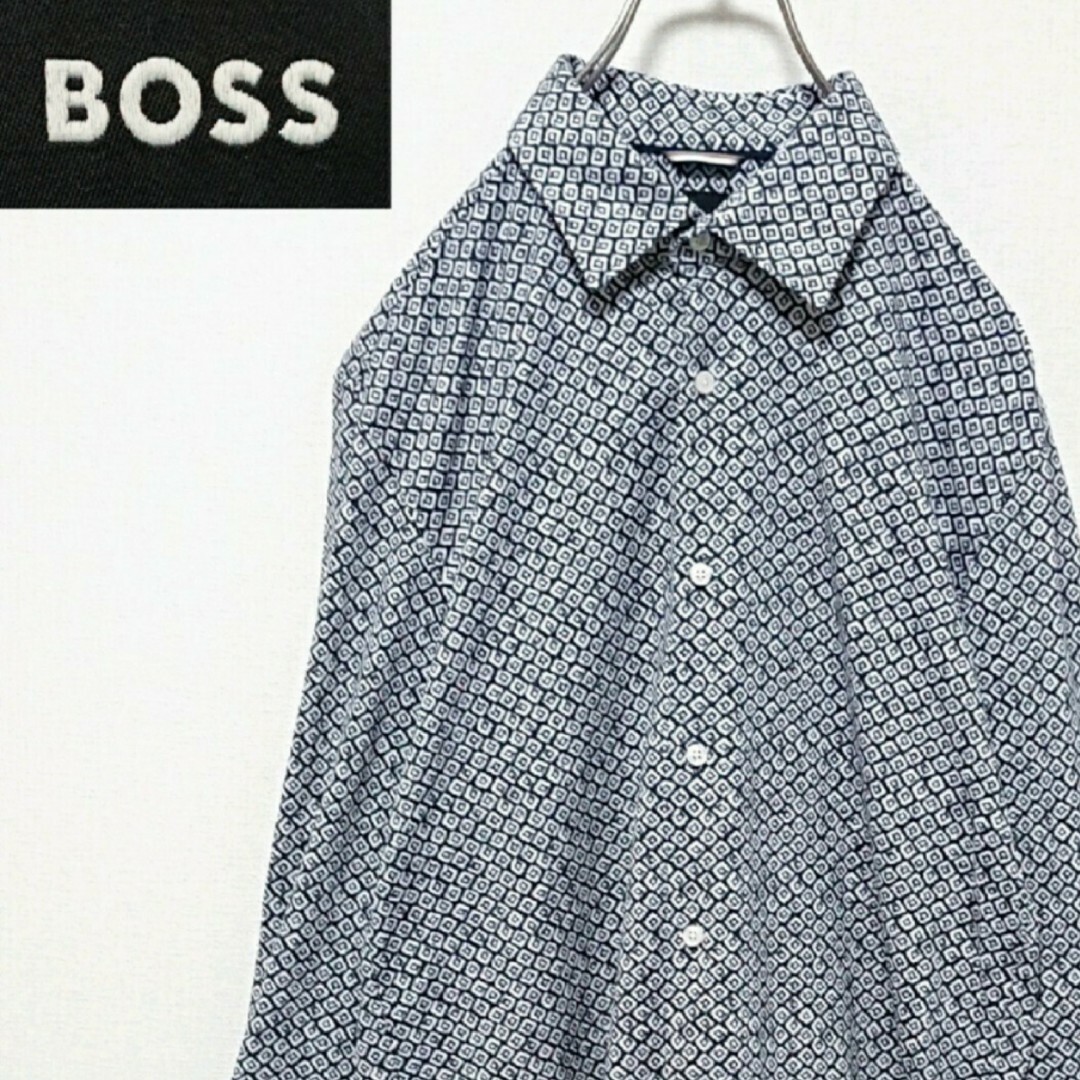 HUGO BOSS(ヒューゴボス)の美品 HUGO BOSS ヒューゴボス 総柄 長袖 シャツ メンズのトップス(シャツ)の商品写真