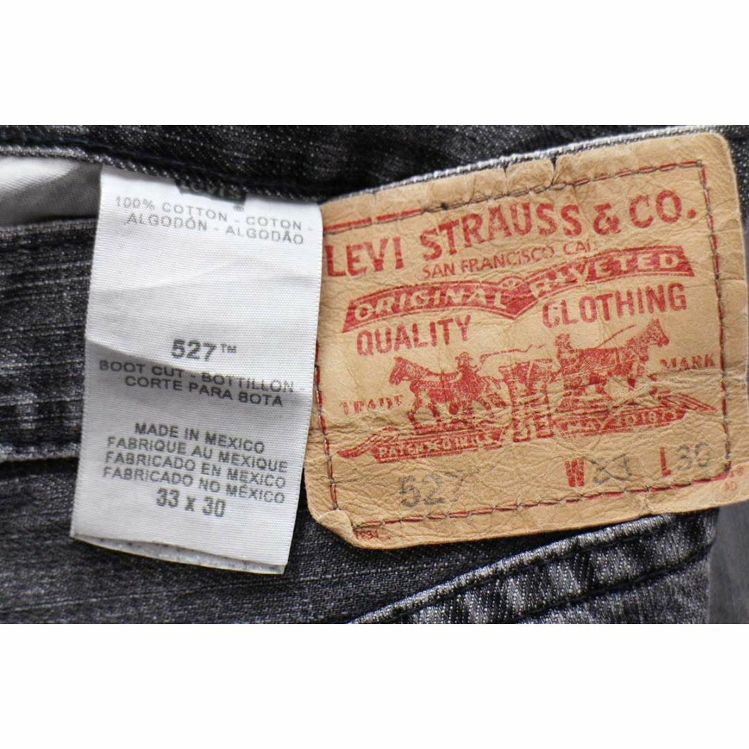 Levi's(リーバイス)のメキシコ製 Levi'sリーバイス 527 ブーツカット 先染め ブラック デニムパンツ フェード w33 L30★SDP2581 ジーンズ フレア ヒゲ 加工 メンズのパンツ(デニム/ジーンズ)の商品写真