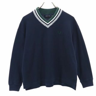 フレッドペリー(FRED PERRY)のフレッドペリー 長袖 Vネック カットソー USA 6 ネイビー系 FRED PERRY レディース 古着 【240423】(カットソー(長袖/七分))