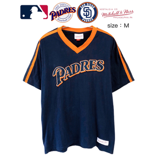 MITCHELL & NESS - MLB　サンディエゴ・パドレス　90年代ロゴ　Tシャツ　M　紺　USA古着