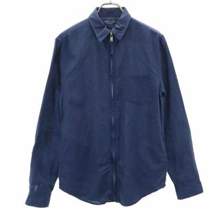 ザラ(ZARA)のザラマン 長袖 フロントジップ シャツ S ネイビー ZARA MAN メンズ 古着 【240423】(シャツ)