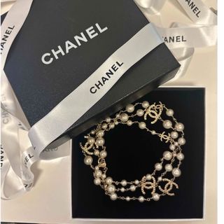 シャネル(CHANEL)のCHANELシャネル パールロングネックレス ココマーク120㎝ レシート付本物(ネックレス)