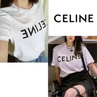 セリーヌ　celine ロゴ　プリント　tシャツ