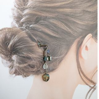 涼しげビーズのかんざし　ハンドメイドヘアアクセサリー(ヘアアクセサリー)