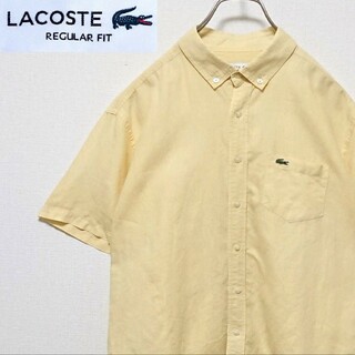 LACOSTE - ラコステ ワンポイント 刺繍 ロゴ 半袖 リネン  シャツ