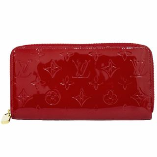 LOUIS VUITTON - 本物 ルイヴィトン LOUIS VUITTON LV ジッピーウォレット ヴェルニ レザー ラウンドファスナー 長財布 ポムダムール M91981 ビトン 財布 ウォレット 中古