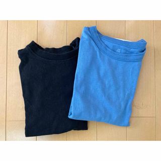 ジーユー(GU)の【キッズ夏物】GU ジーユー★五分丈 半袖 黒 ブルー セット売り★110サイズ(Tシャツ/カットソー)