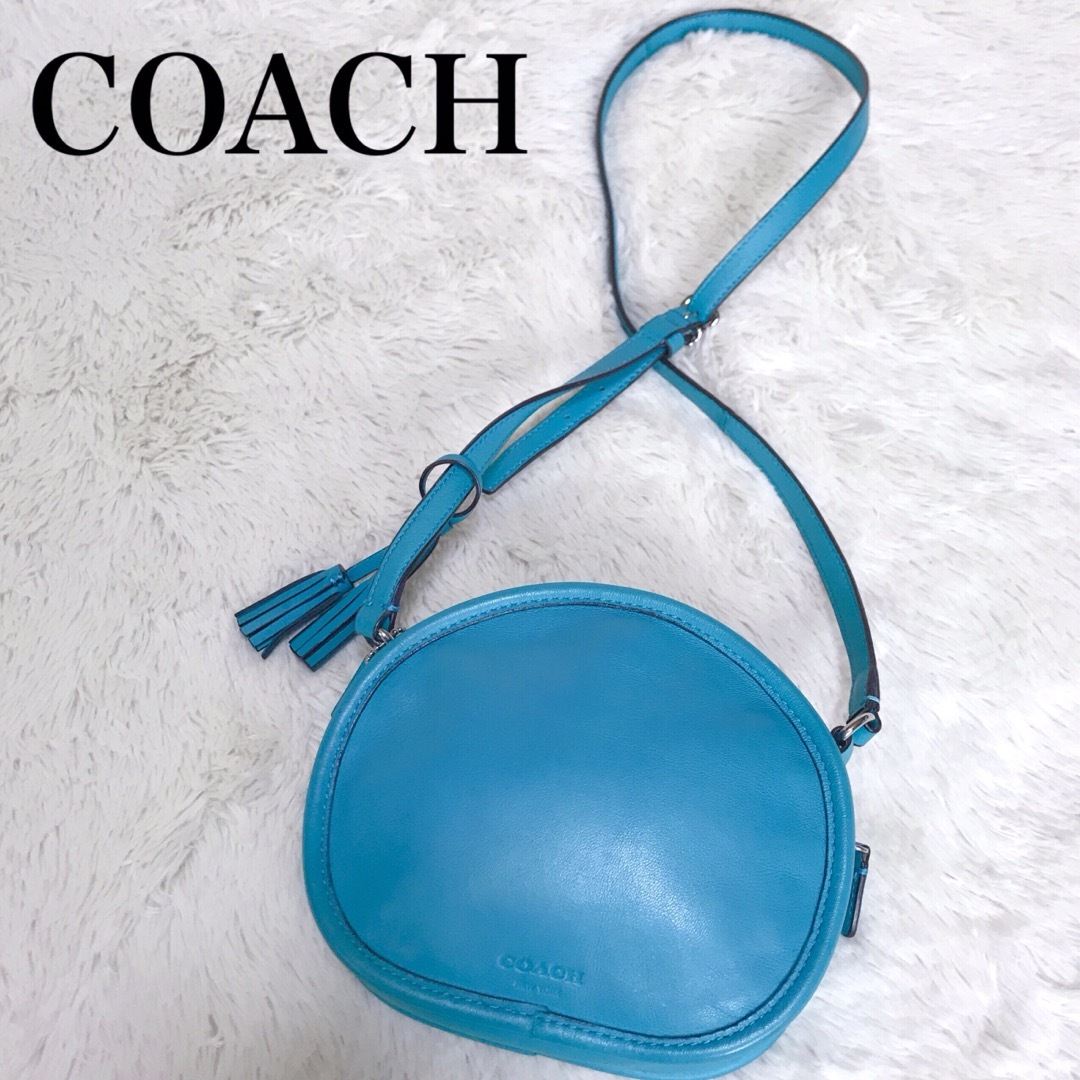 COACH(コーチ)の美品 希少カラー オールドコーチ ショルダーバッグ ポシェット ブルー レザー レディースのバッグ(ショルダーバッグ)の商品写真